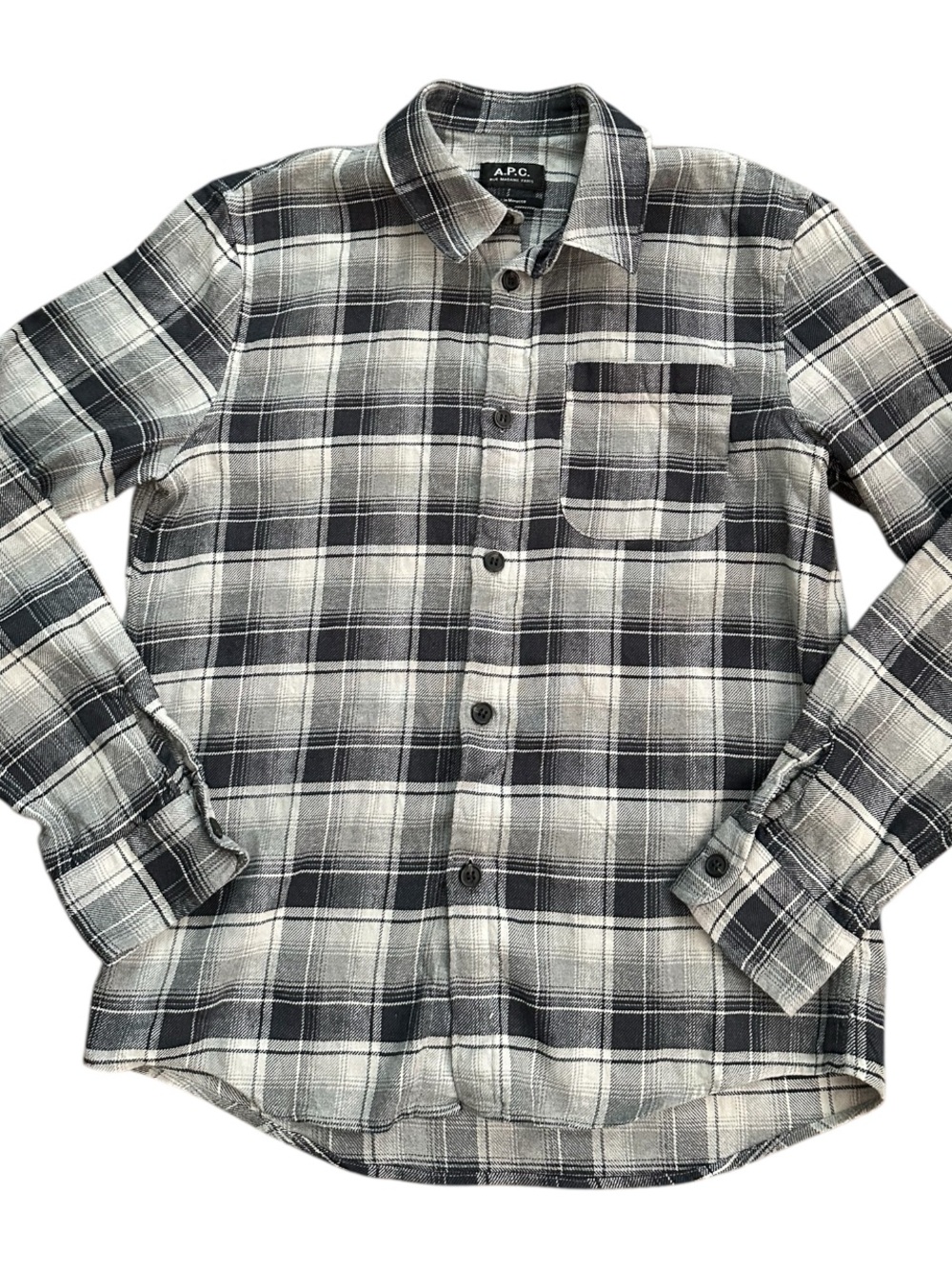 A.P.C. Men's Trek Check Overshirt in Grey.